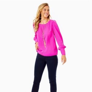 NWOT Lilly Pulitzer Pink Leopard Jacquard blouse XS